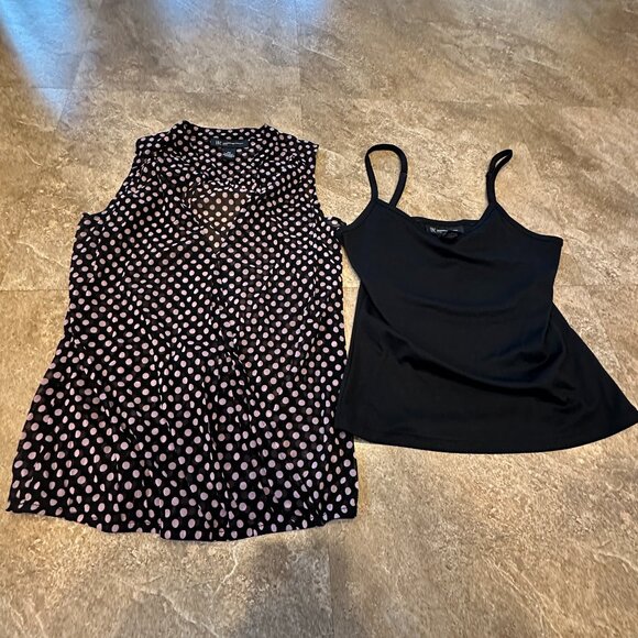 INC Concepts Women's Petite Black Polka Dot Shell & Camisole Top -PP - Picture 3 of 4